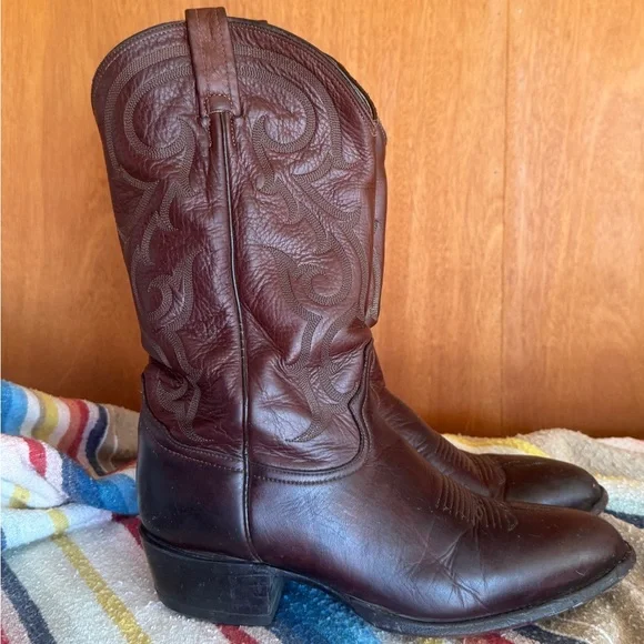 Vintage Tony Lama Western Boots oxblood dark burgundy leather cowboy boots 10D m - Picture 3 of 11